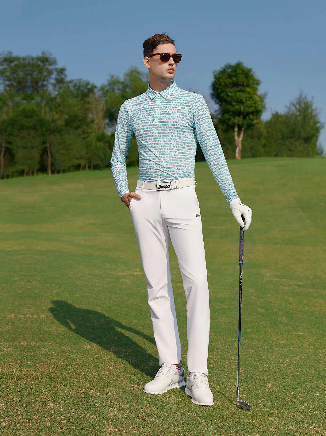 Mens white golf pants