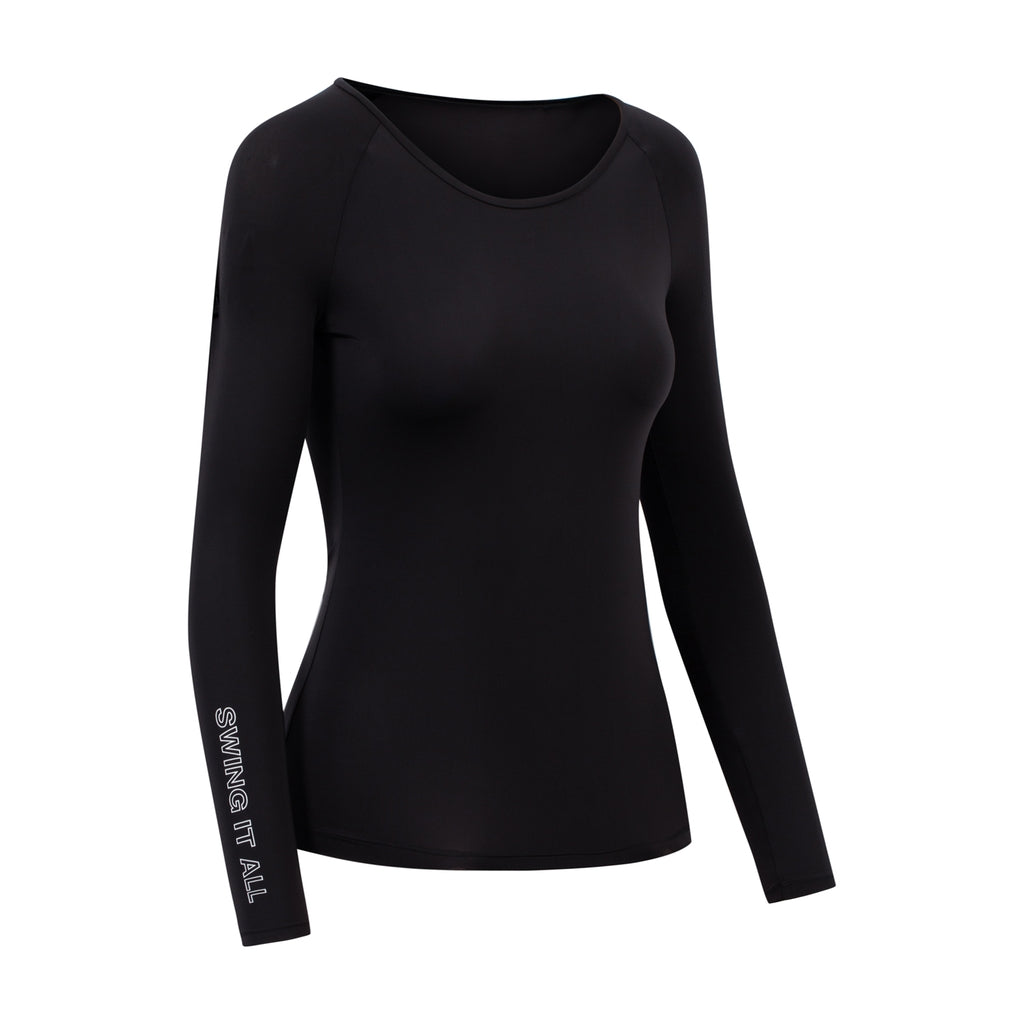 Women's long-sleeved, round-neck UV-protective golf shirt