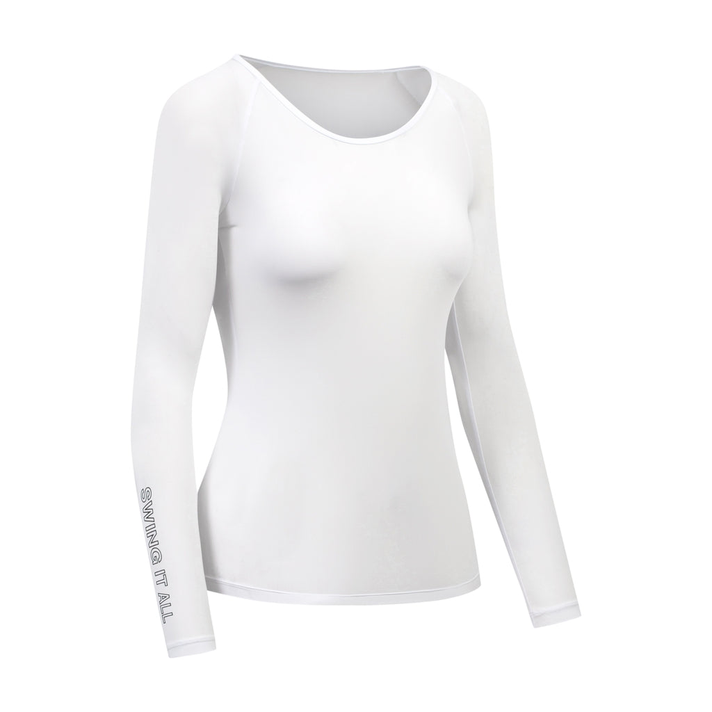 Women's long-sleeved, round-neck UV-protective golf shirt